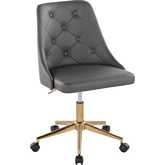 Marche Swivel Task Chair with Casters in Gold & Grey Leatherette